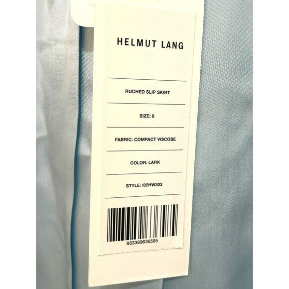 Helmut Lang Blue Midi Ruched Slip Skirt Light Blue Size 8 NWT - Picture 6 of 9